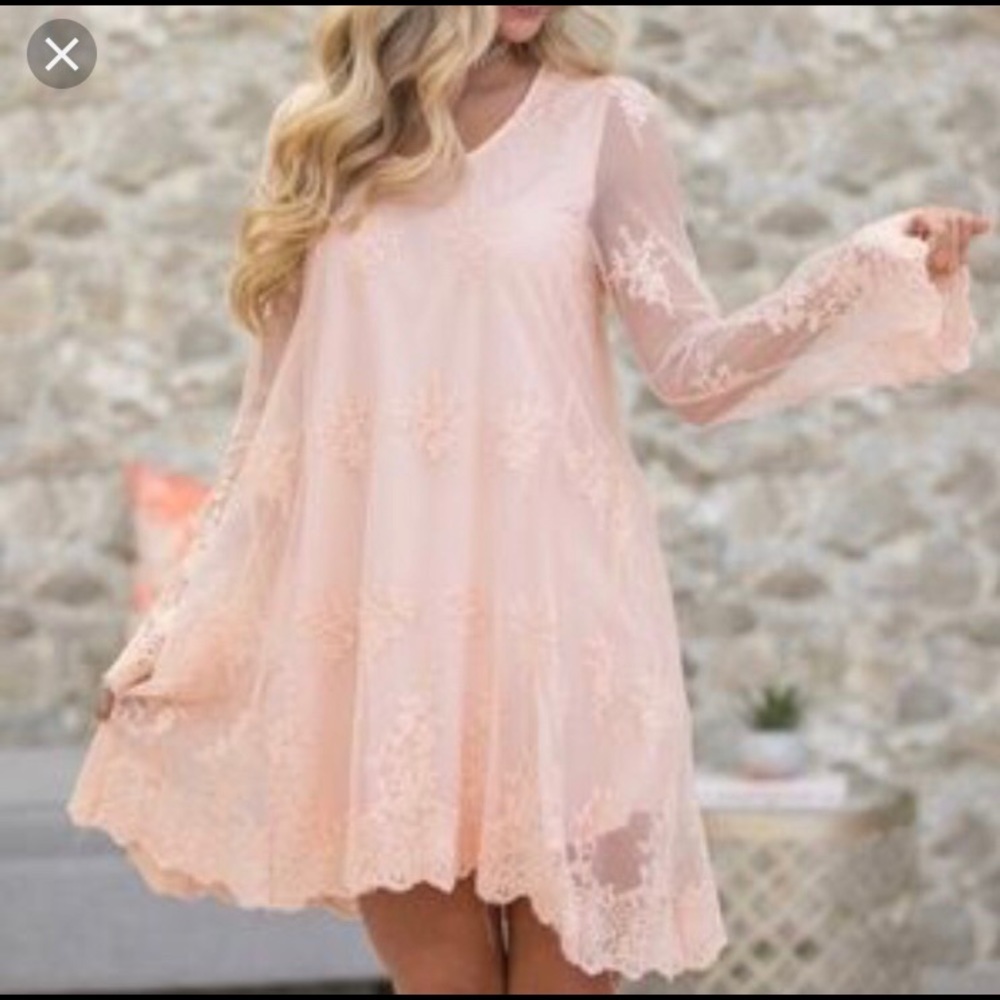 NWT Pink Lily Boutique Peach Lace Dress